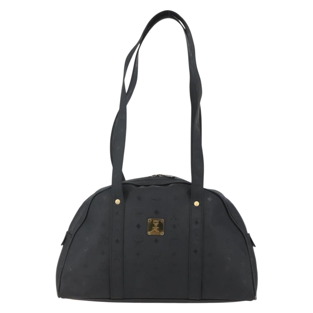 MCM Vicetos Logogram Shoulder Bag PVC Leather Black Gold Auth hk3093
