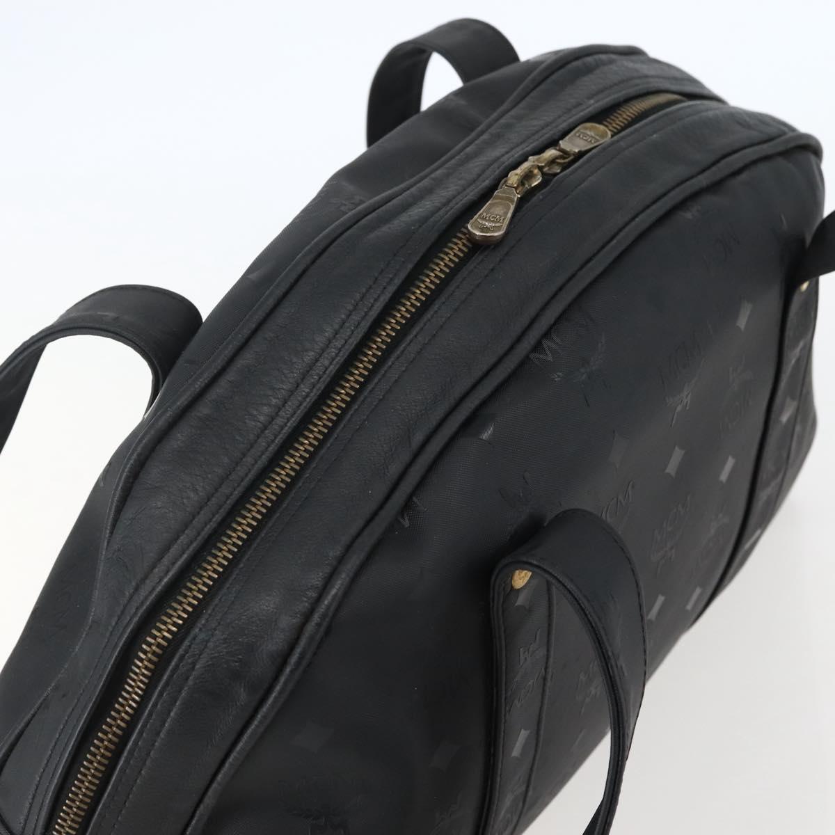 MCM Vicetos Logogram Shoulder Bag PVC Leather Black Gold Auth hk3093