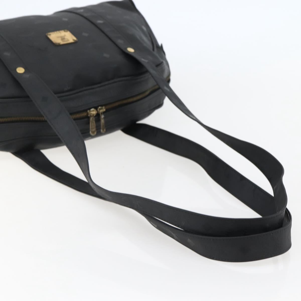 MCM Vicetos Logogram Shoulder Bag PVC Leather Black Gold Auth hk3093