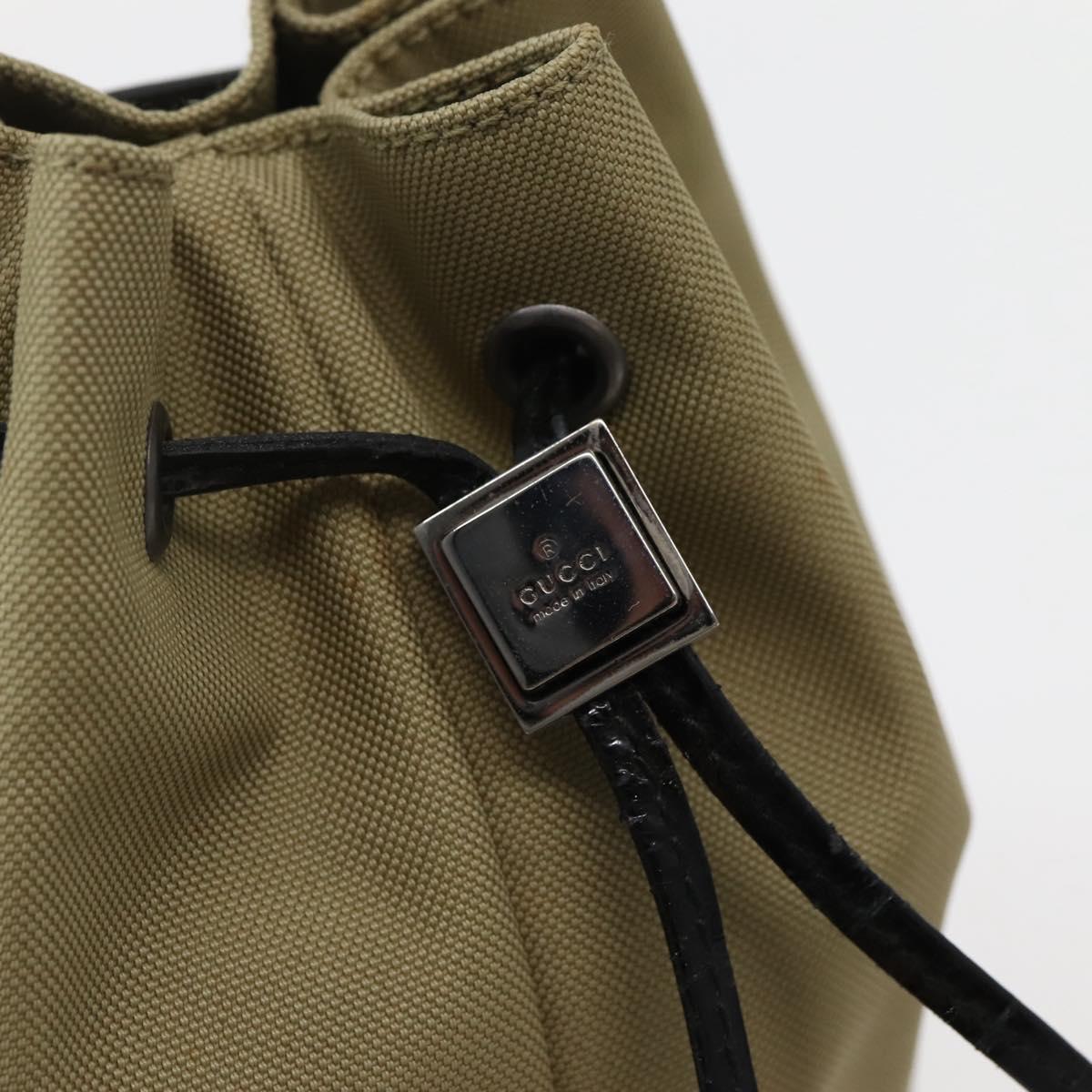 GUCCI Drawstring Pouch Nylon Beige 039 0973 Auth hk3094