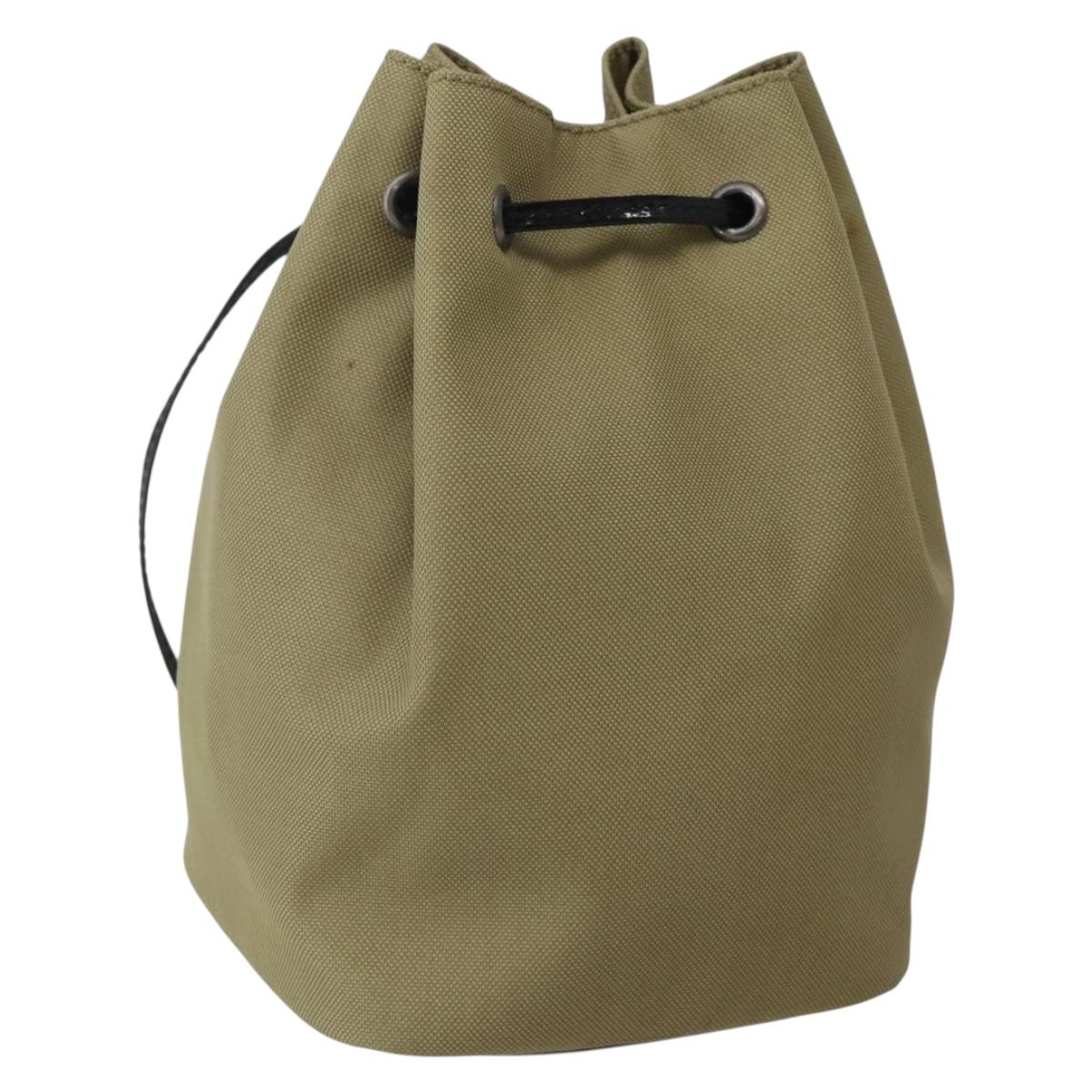 GUCCI Drawstring Pouch Nylon Beige 039 0973 Auth hk3094