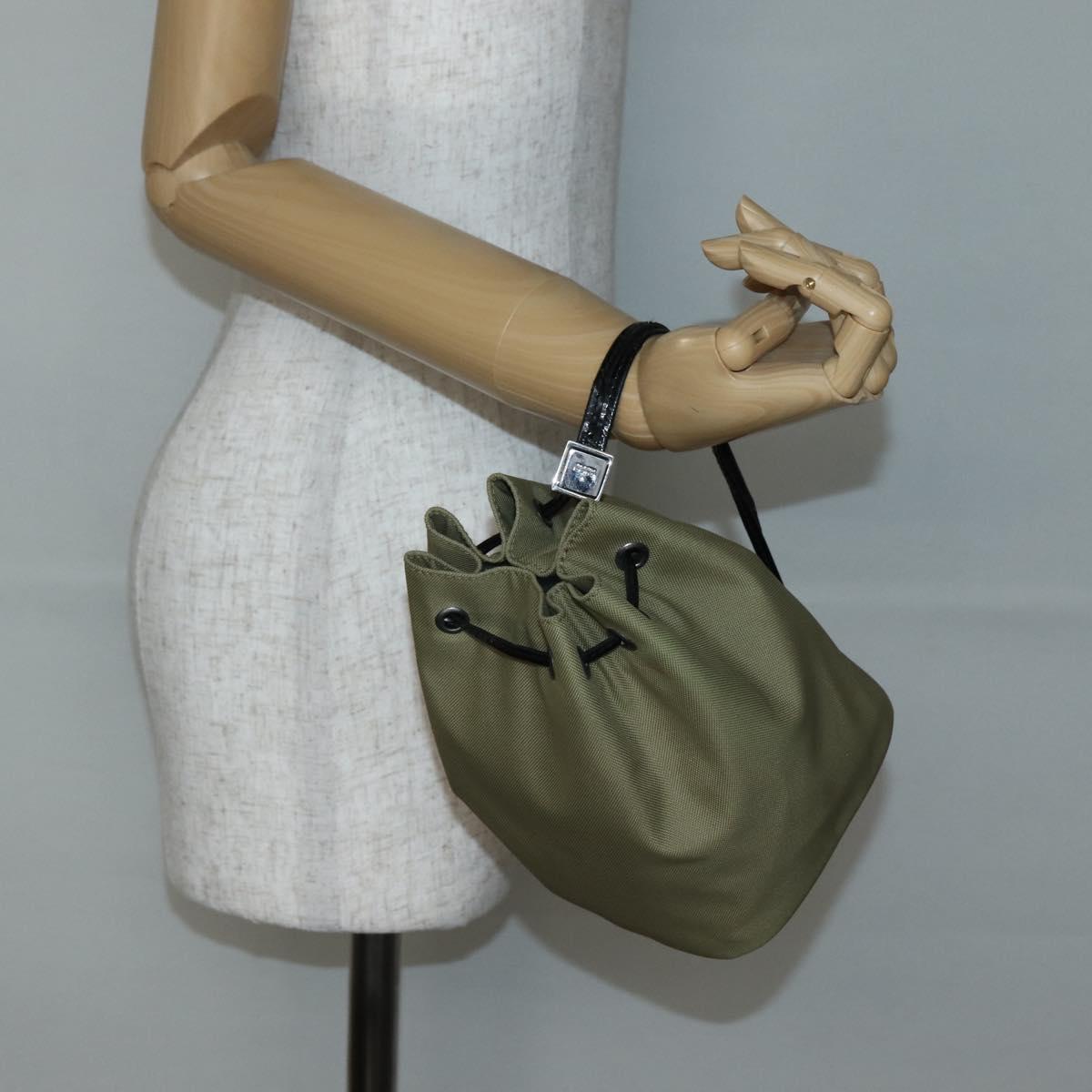 GUCCI Drawstring Pouch Nylon Beige 039 0973 Auth hk3094