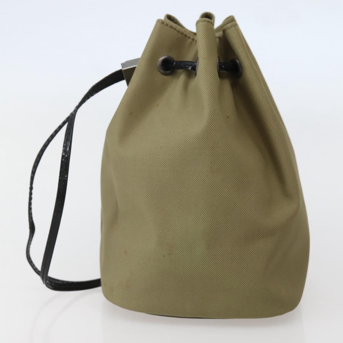 GUCCI Drawstring Pouch Nylon Beige 039 0973 Auth hk3094