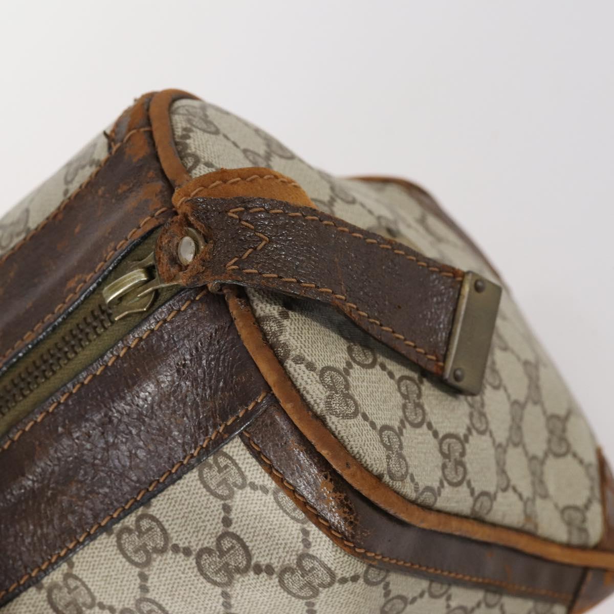 GUCCI GG Supreme Web Sherry Line Boston Bag PVC Beige Gold Red Auth hk3095
