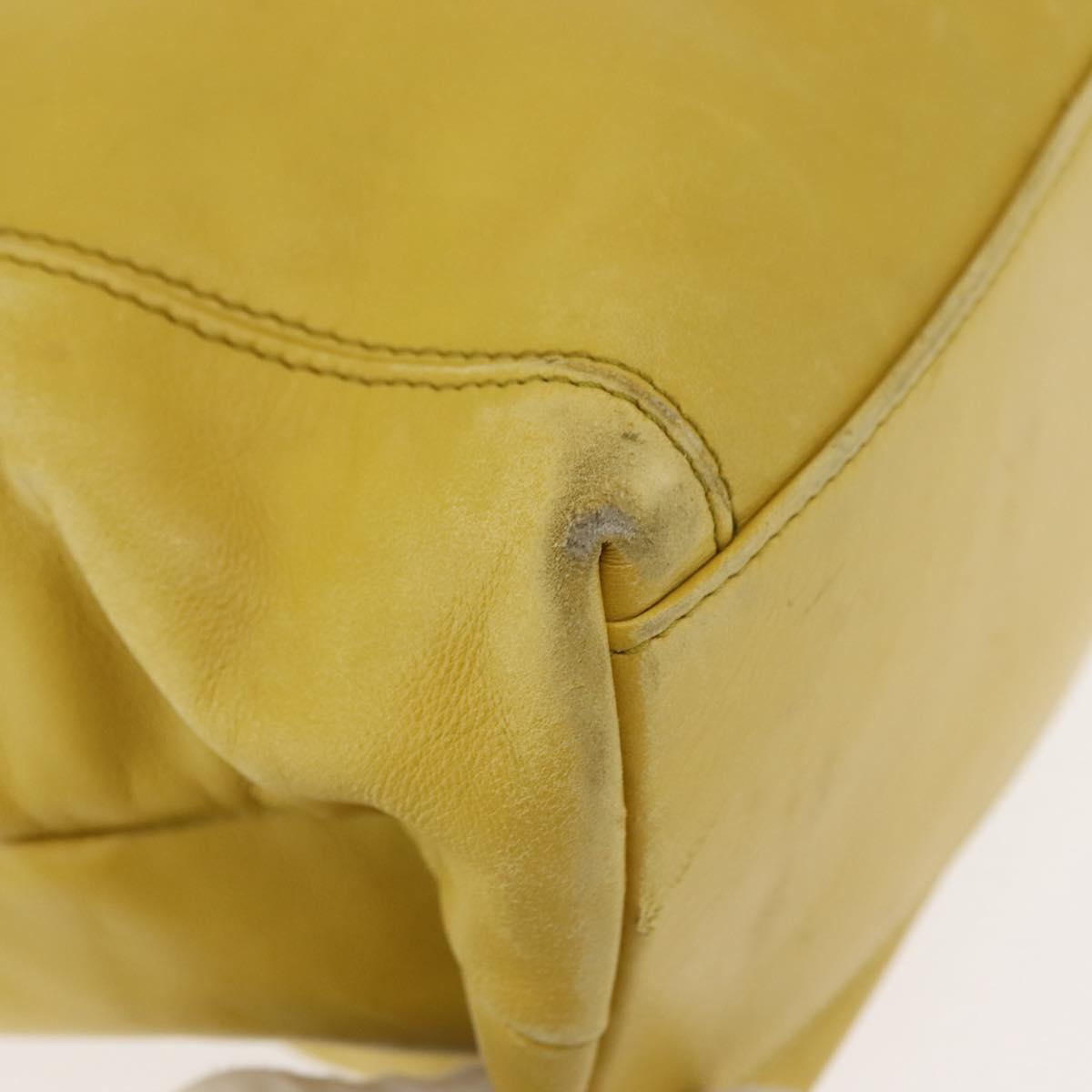 CHANEL COCO Mark Shoulder Bag Leather Yellow CC Auth hk3101