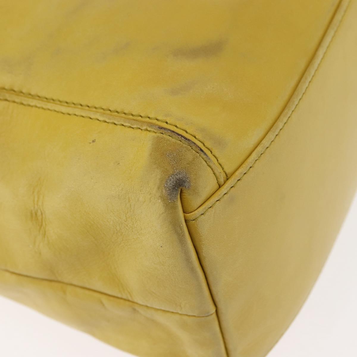 CHANEL COCO Mark Shoulder Bag Leather Yellow CC Auth hk3101