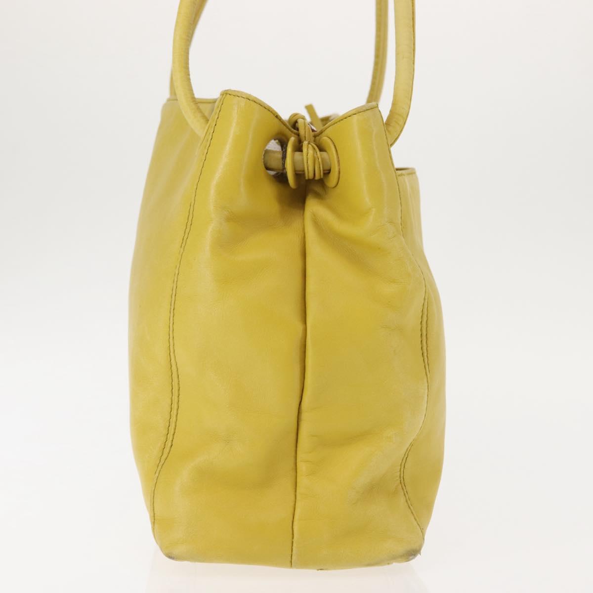 CHANEL COCO Mark Shoulder Bag Leather Yellow CC Auth hk3101