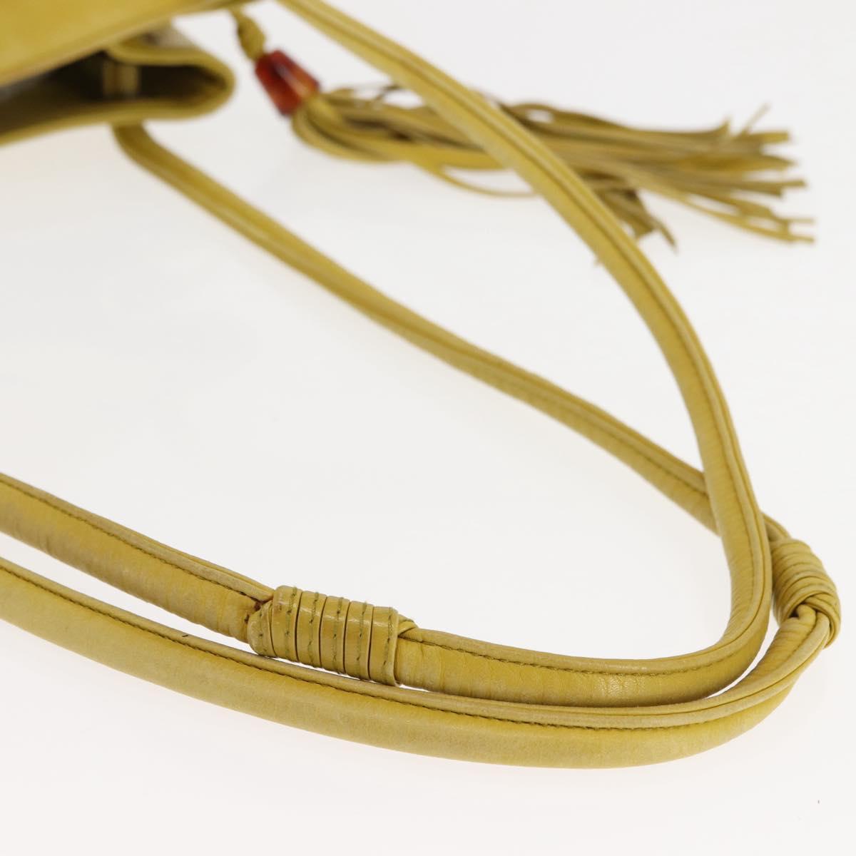 CHANEL COCO Mark Shoulder Bag Leather Yellow CC Auth hk3101