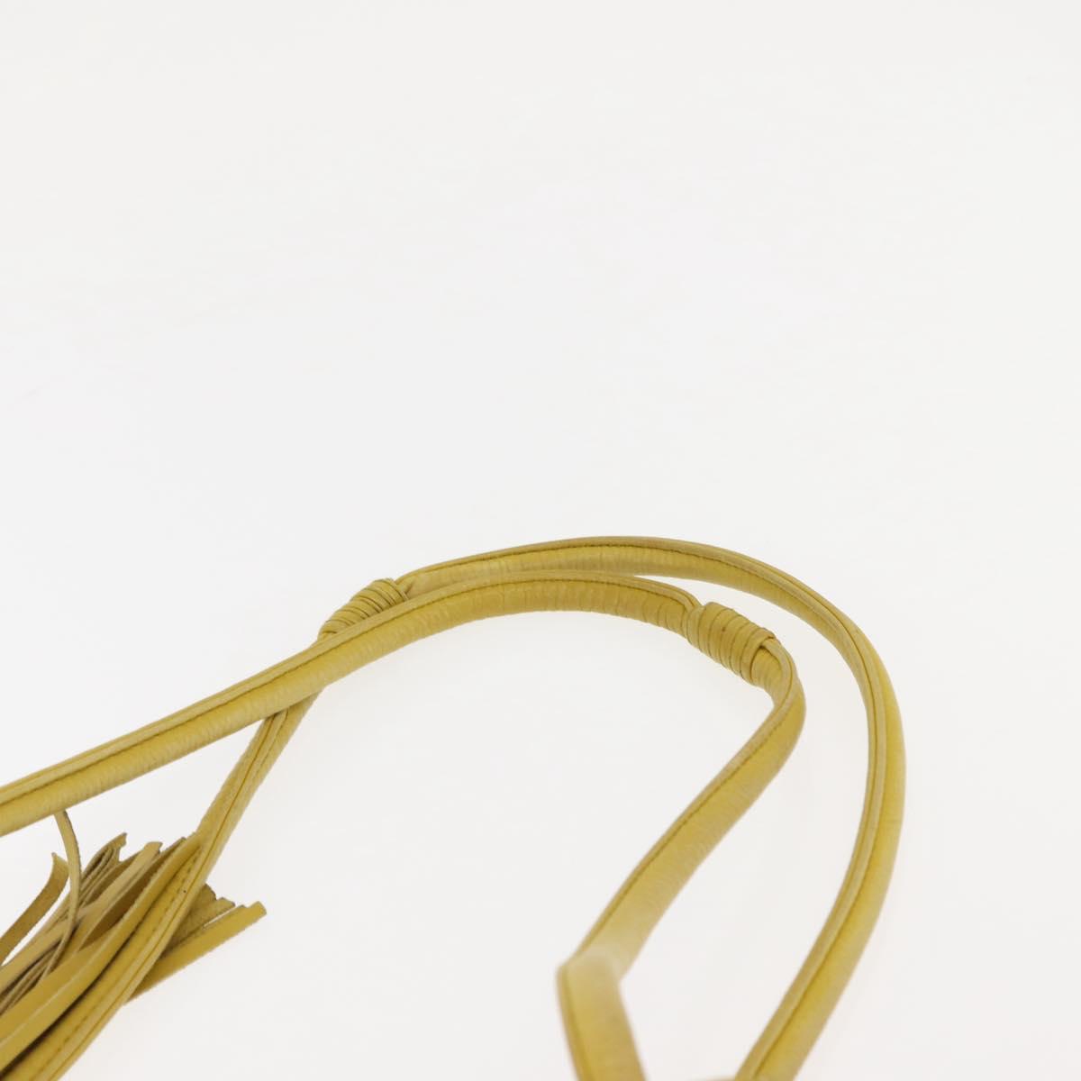 CHANEL COCO Mark Shoulder Bag Leather Yellow CC Auth hk3101