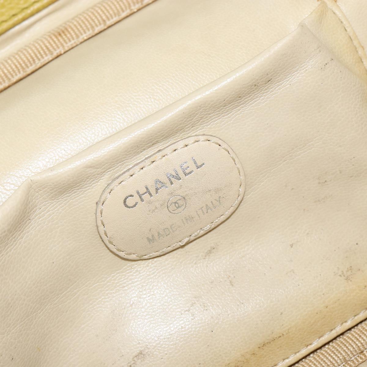 CHANEL COCO Mark Vanity Hand Bag Caviar Skin Yellow Gold CC Auth hk3102