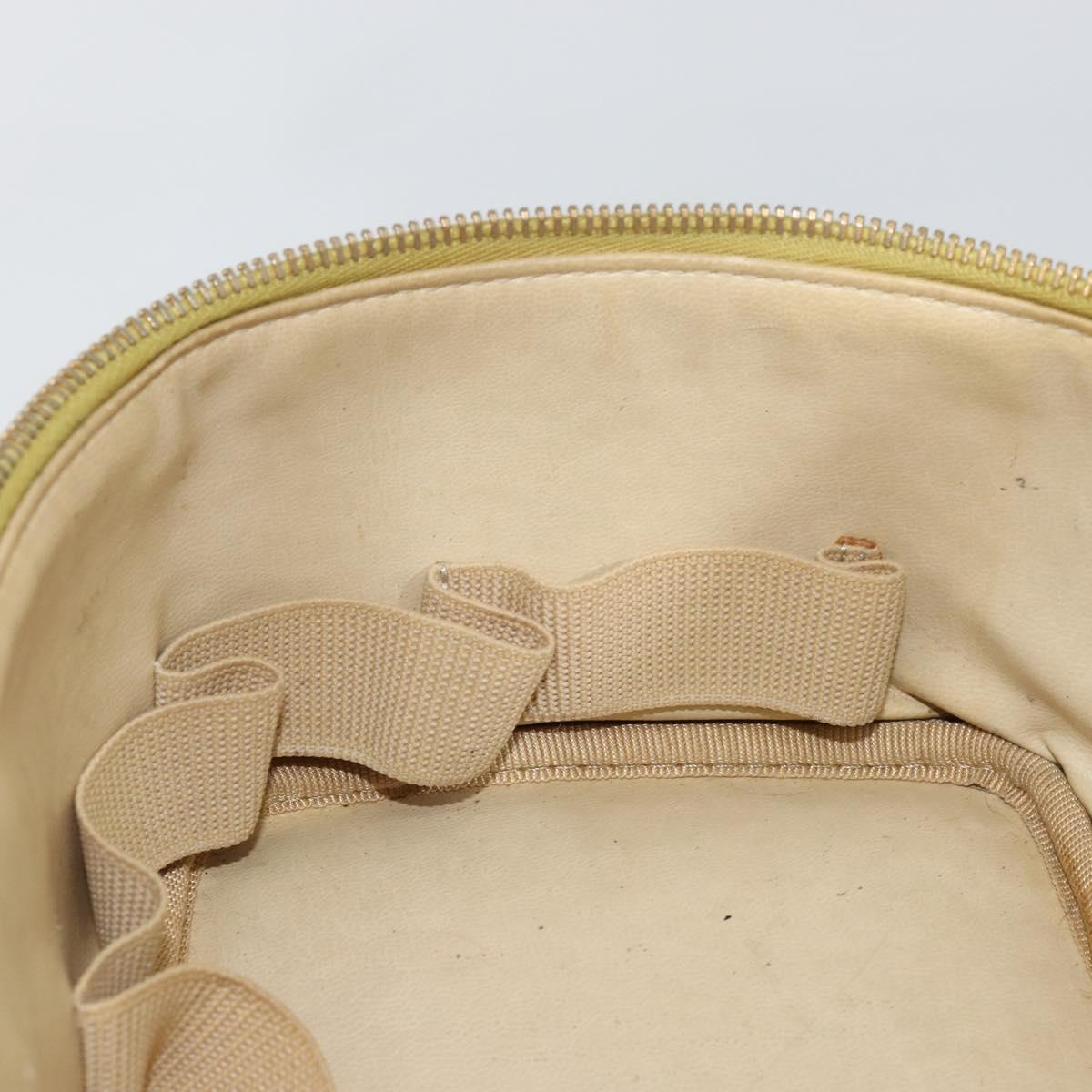 CHANEL COCO Mark Vanity Hand Bag Caviar Skin Yellow Gold CC Auth hk3102