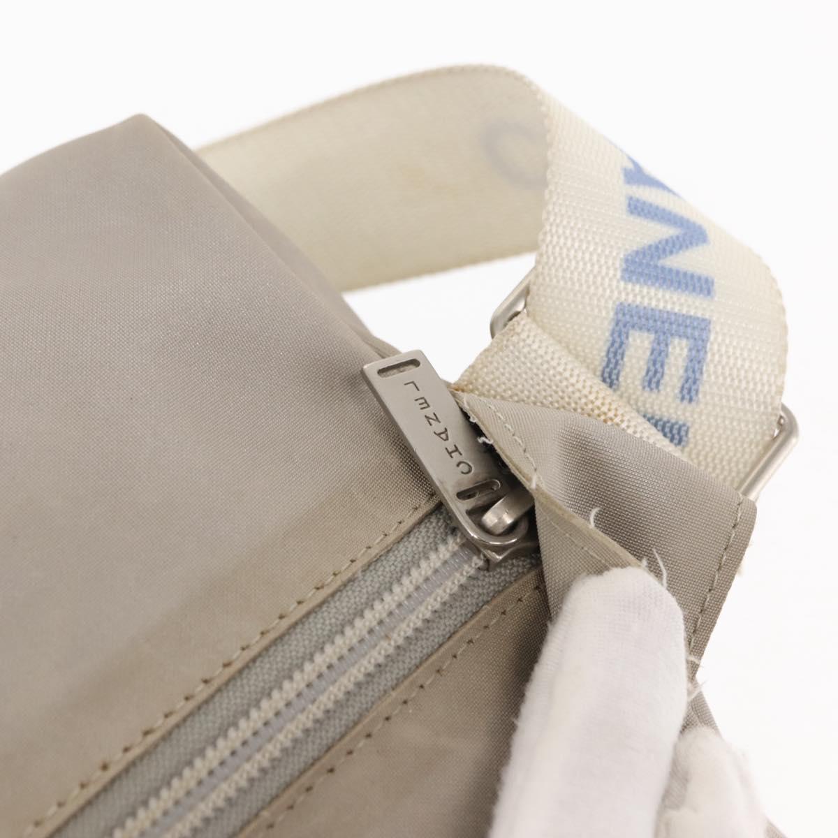 CHANEL Sports Shoulder Bag Nylon Gray Silver CC Auth hk3103