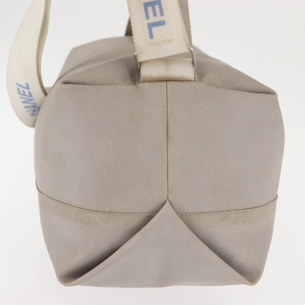 CHANEL Sports Shoulder Bag Nylon Gray Silver CC Auth hk3103