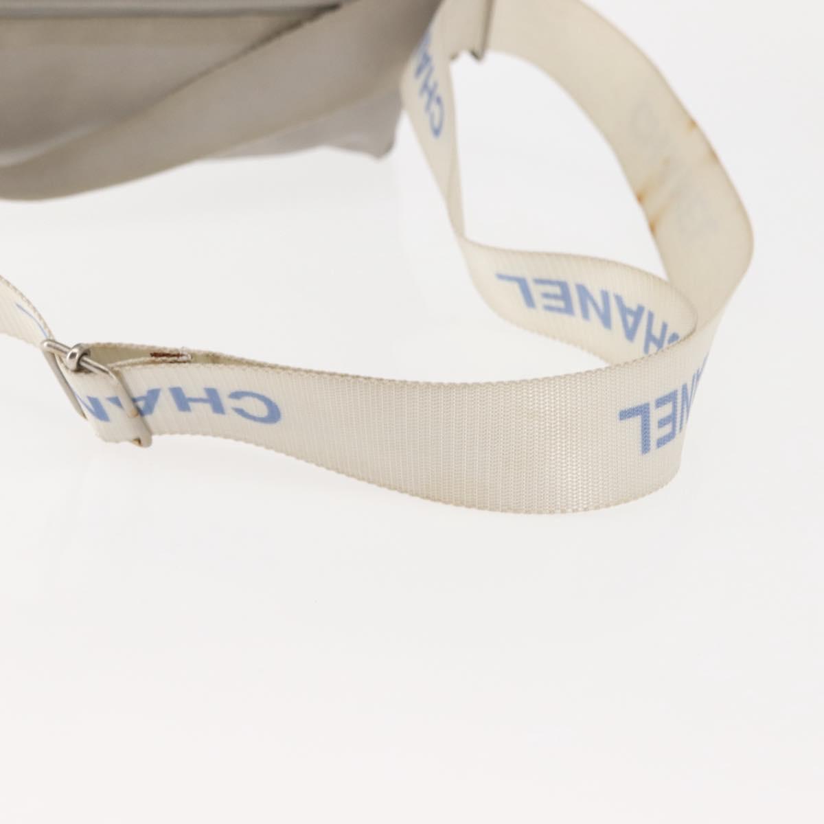 CHANEL Sports Shoulder Bag Nylon Gray Silver CC Auth hk3103