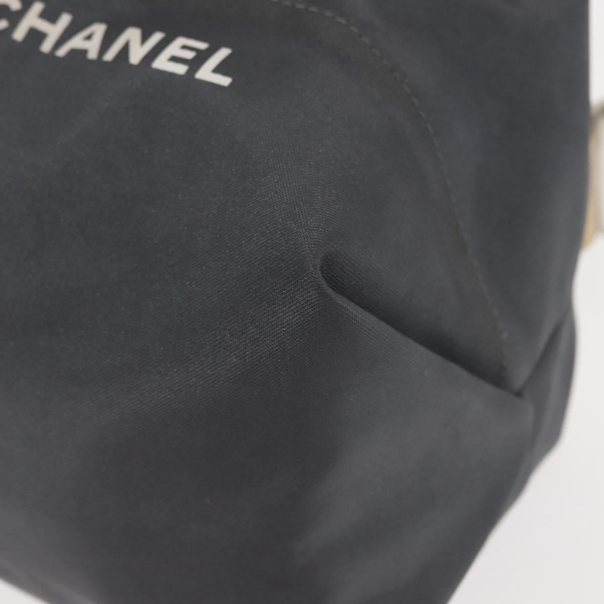 CHANEL Sports Shoulder Bag Nylon Gray Silver CC Auth hk3104