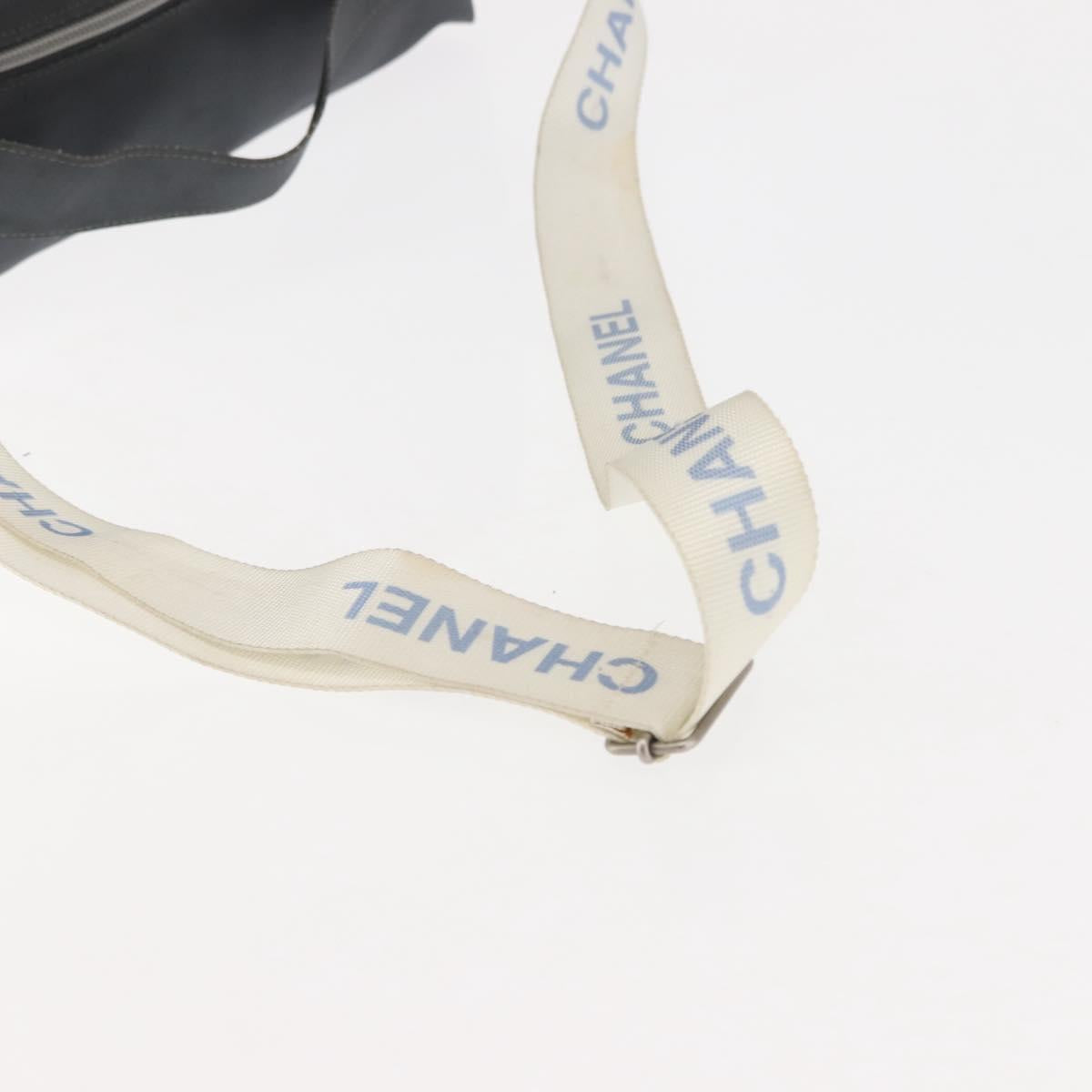 CHANEL Sports Shoulder Bag Nylon Gray Silver CC Auth hk3104