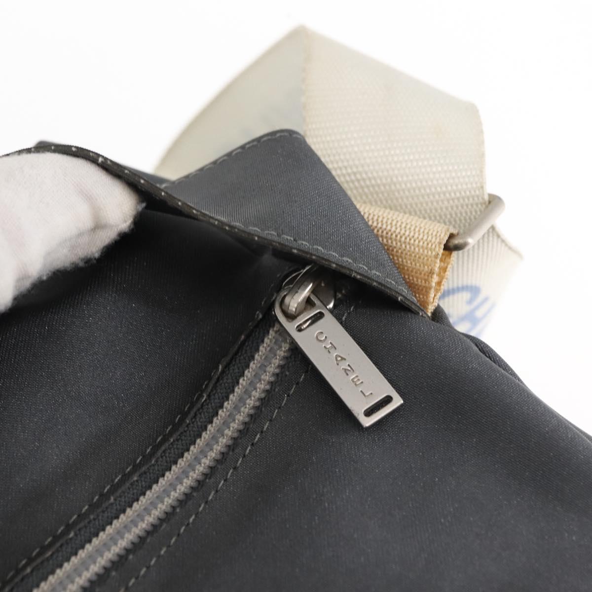 CHANEL Sports Shoulder Bag Nylon Gray Silver CC Auth hk3104