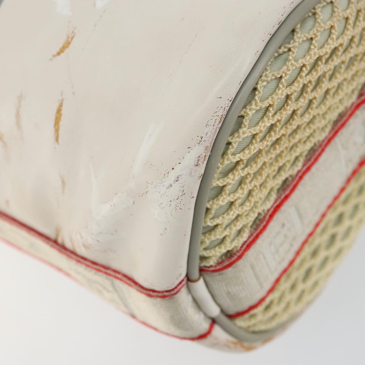 CHANEL Sports Shoulder Bag PVC Canvas White Silver CC Auth hk3105