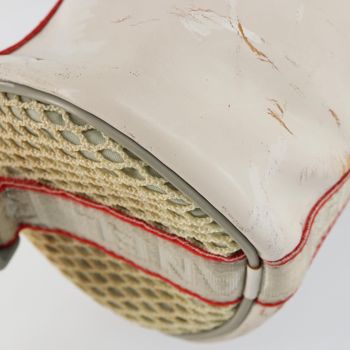 CHANEL Sports Shoulder Bag PVC Canvas White Silver CC Auth hk3105