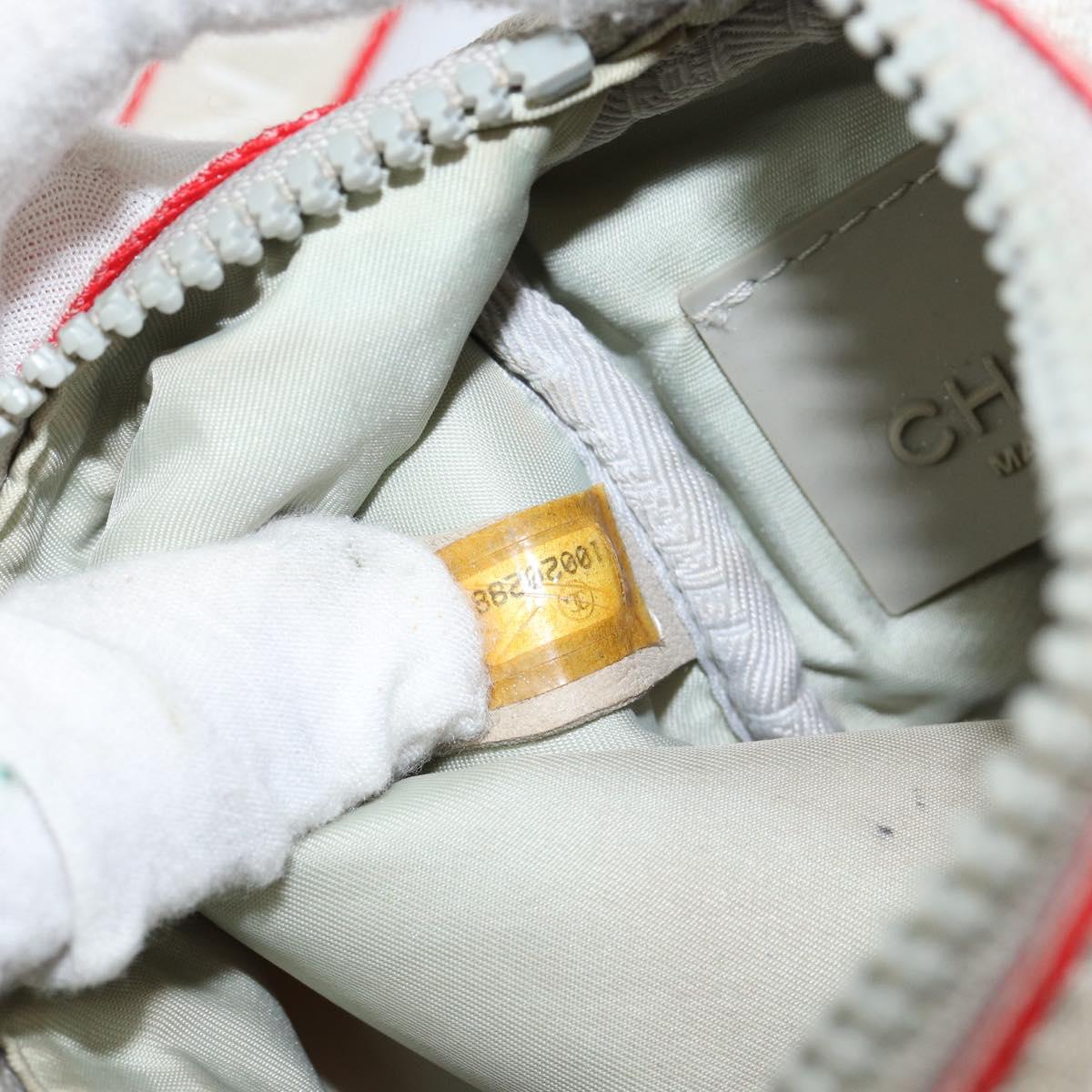 CHANEL Sports Shoulder Bag PVC Canvas White Silver CC Auth hk3105