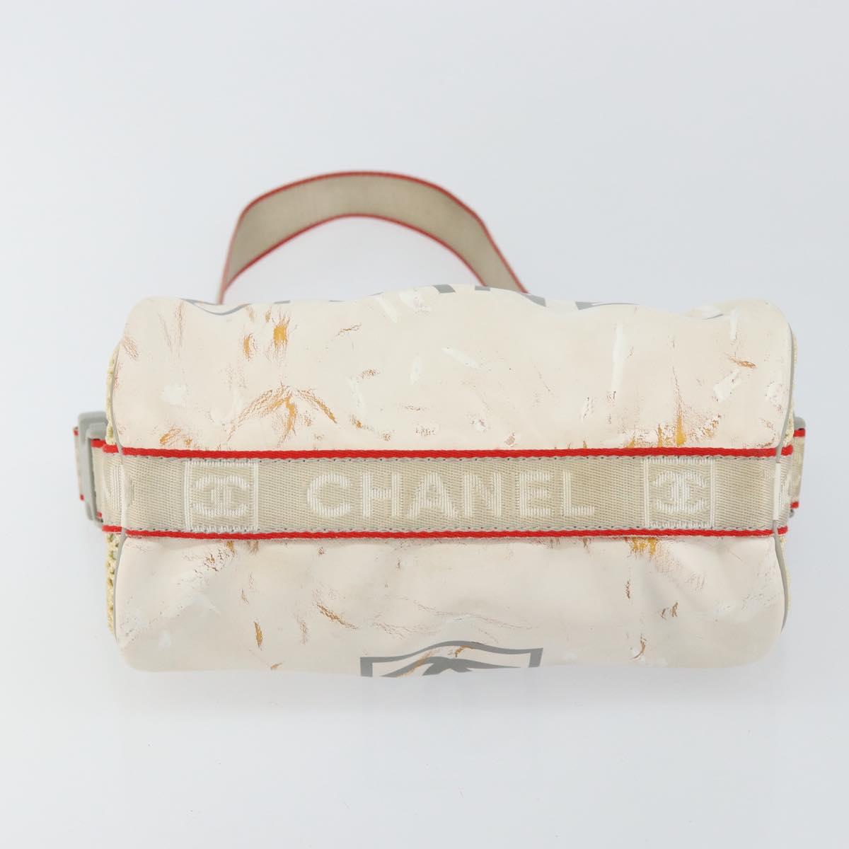 CHANEL Sports Shoulder Bag PVC Canvas White Silver CC Auth hk3105