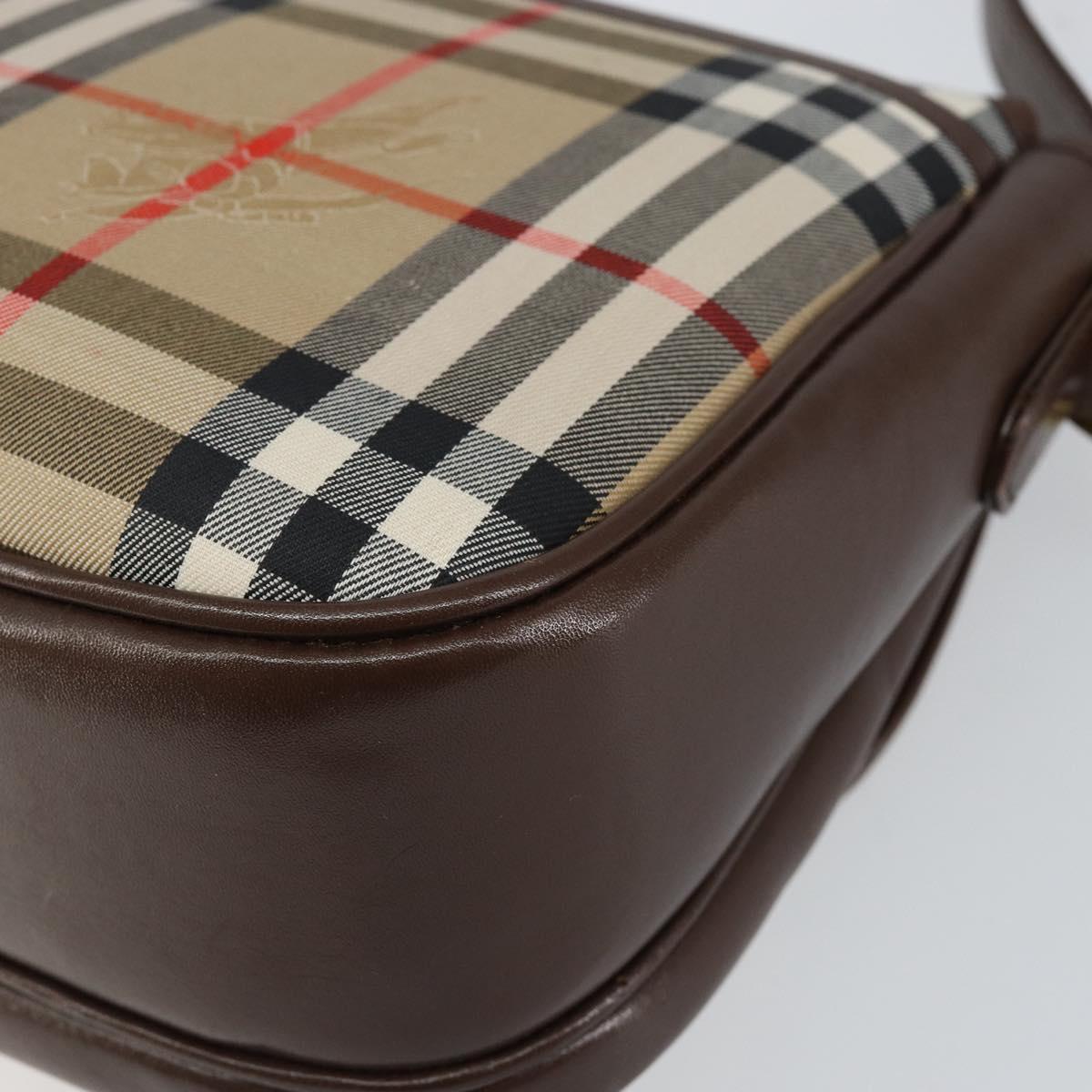 Burberrys Nova Check Shoulder Bag Canvas Beige Gold Auth hk3107