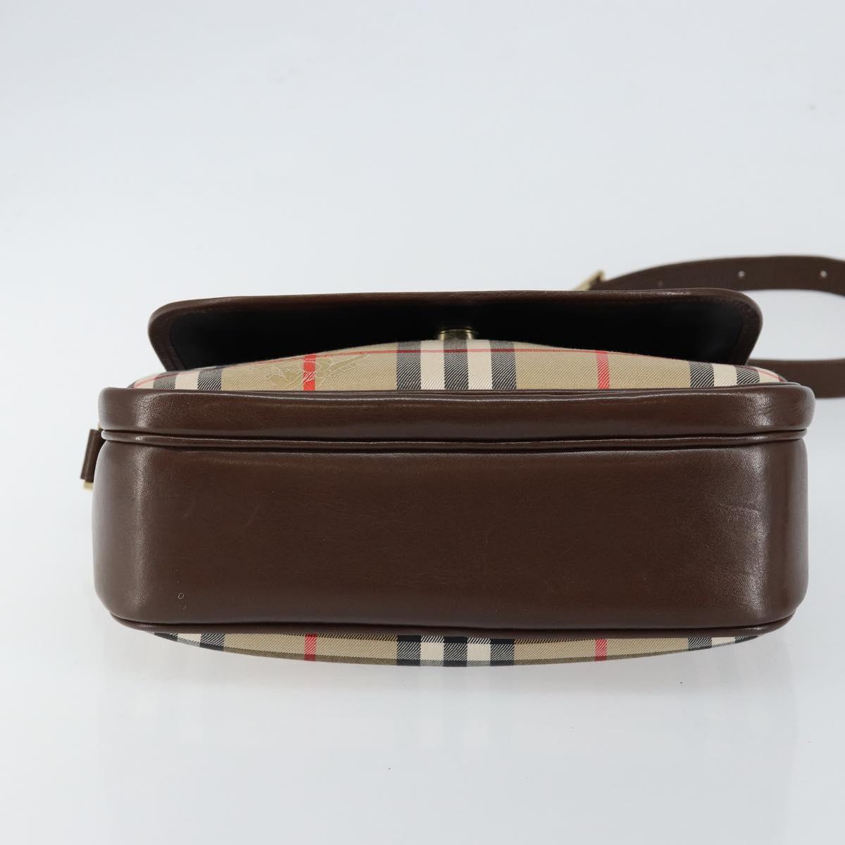 Burberrys Nova Check Shoulder Bag Canvas Beige Gold Auth hk3107