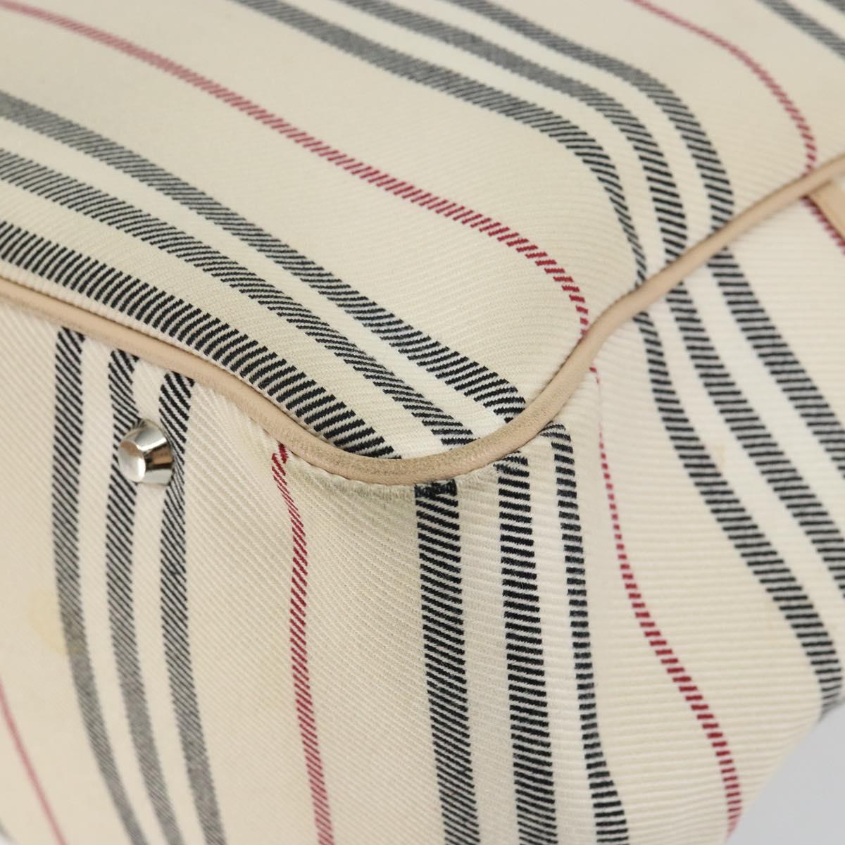 BURBERRY Tote Bag Canvas Ivory Silver Auth hk3108