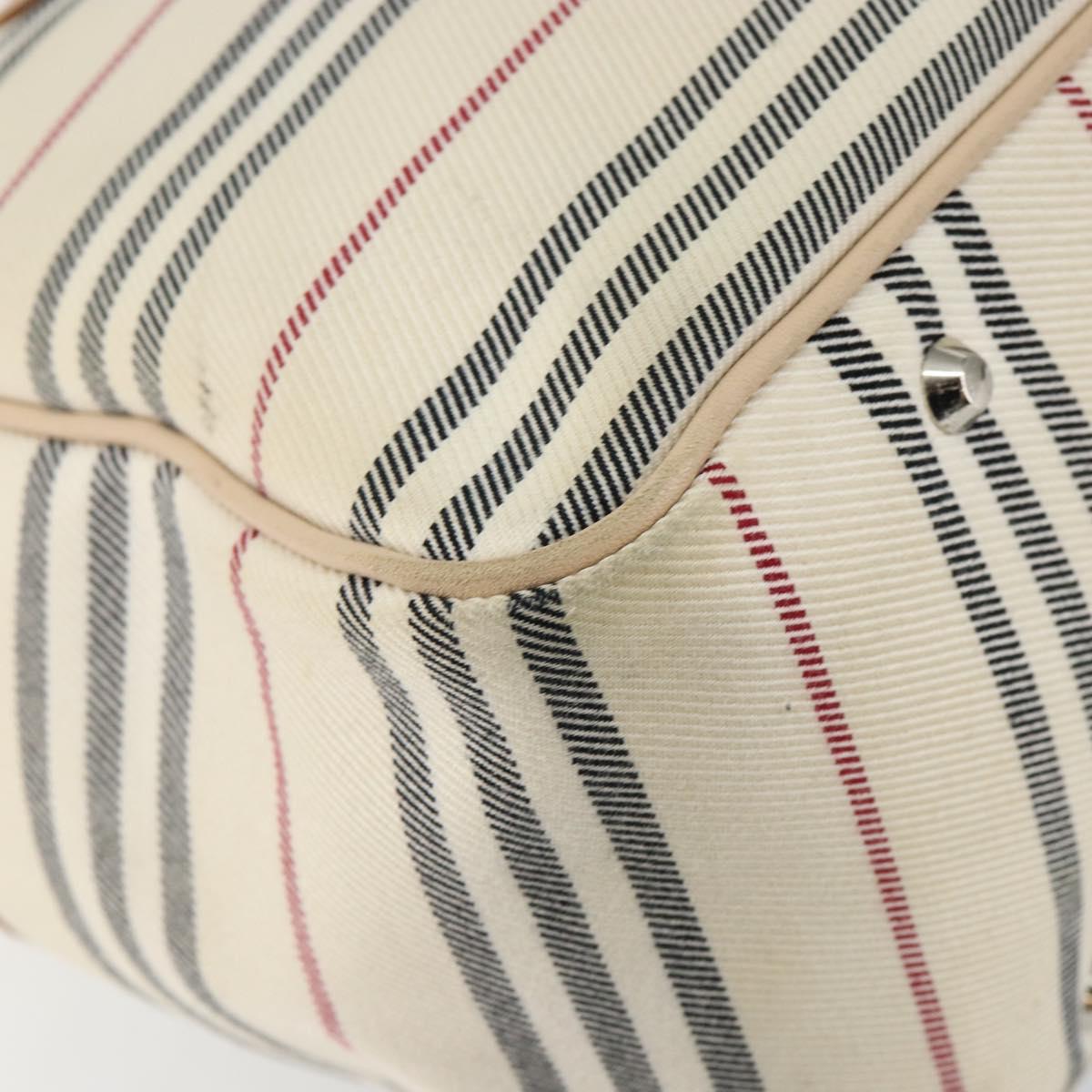 BURBERRY Tote Bag Canvas Ivory Silver Auth hk3108