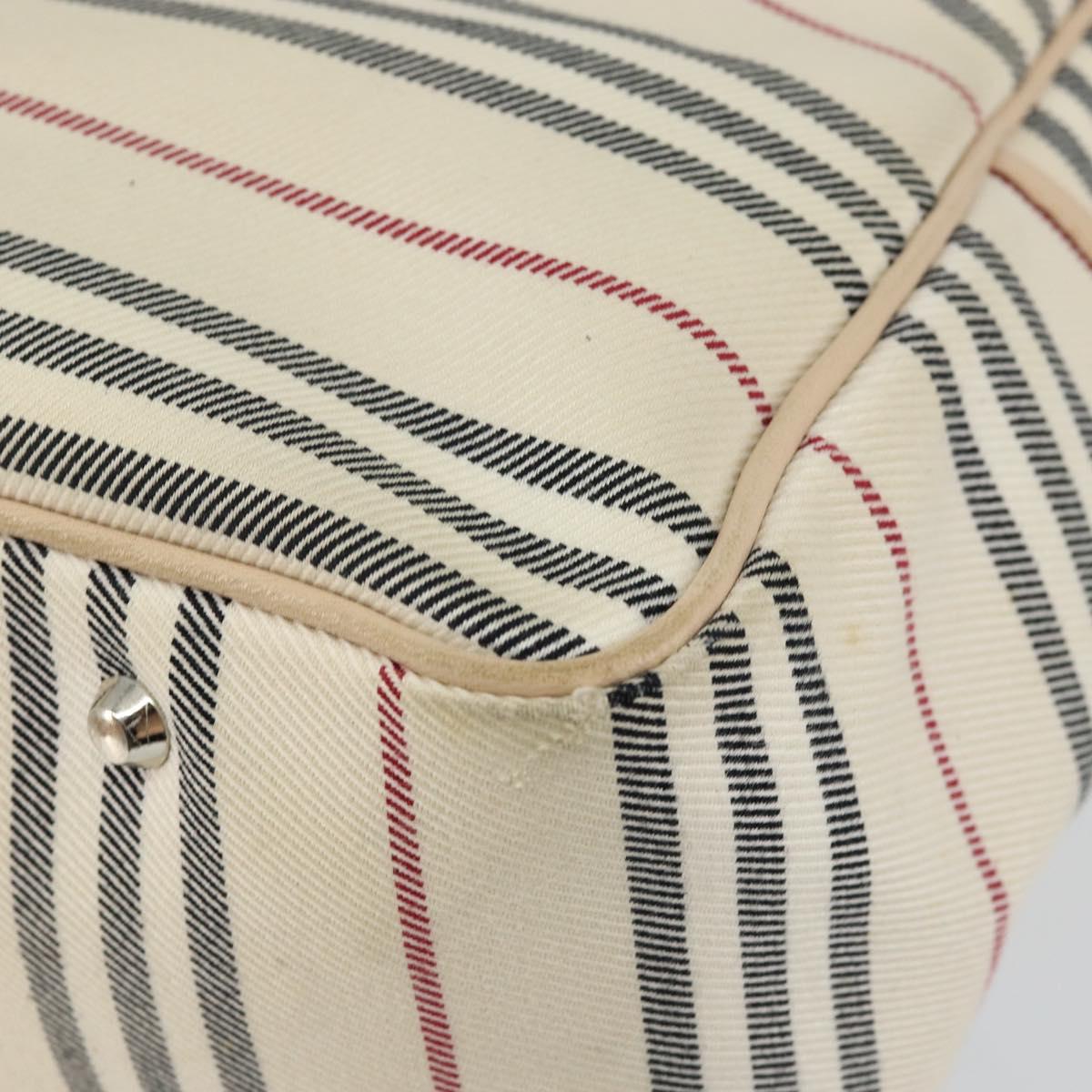 BURBERRY Tote Bag Canvas Ivory Silver Auth hk3108
