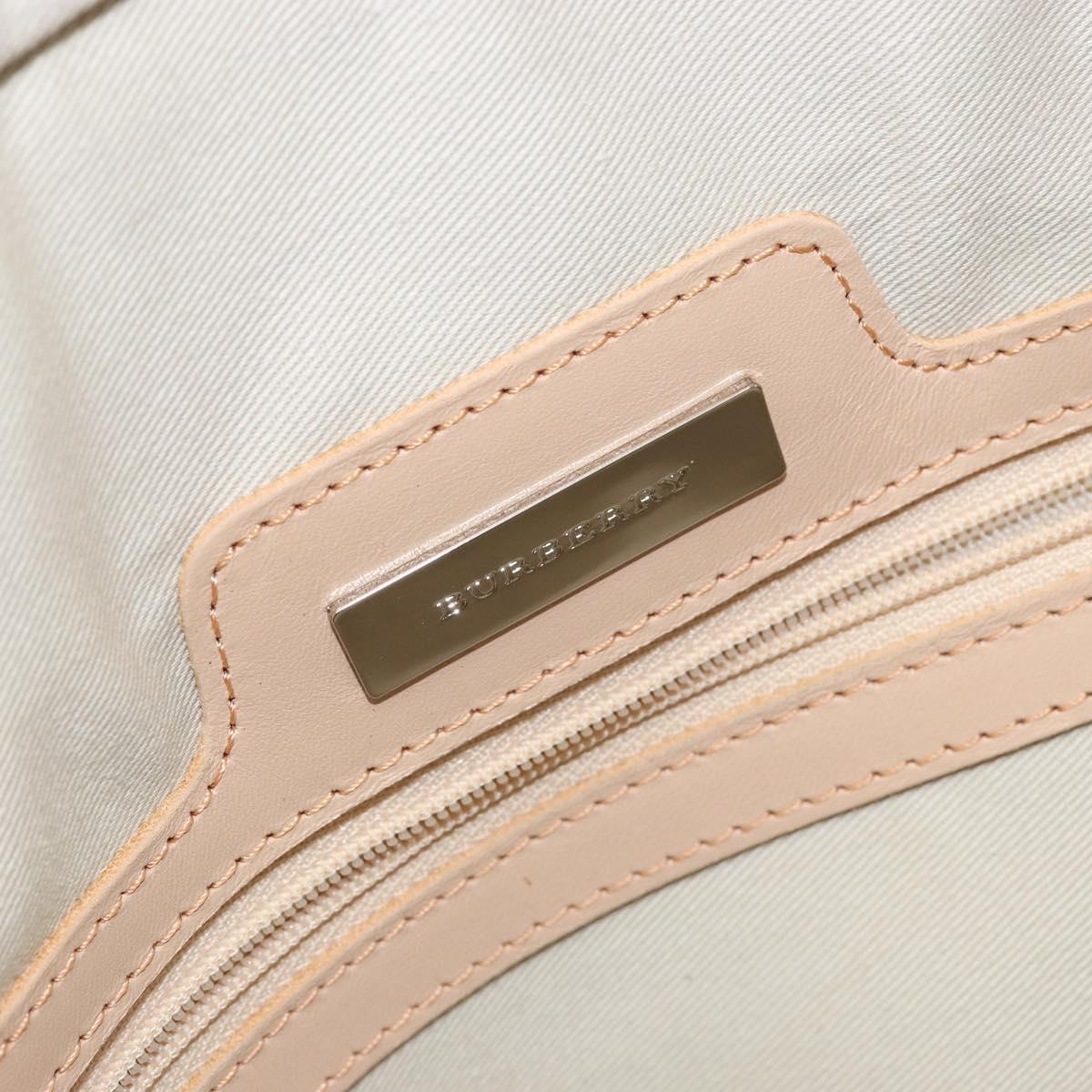 BURBERRY Tote Bag Canvas Ivory Silver Auth hk3108
