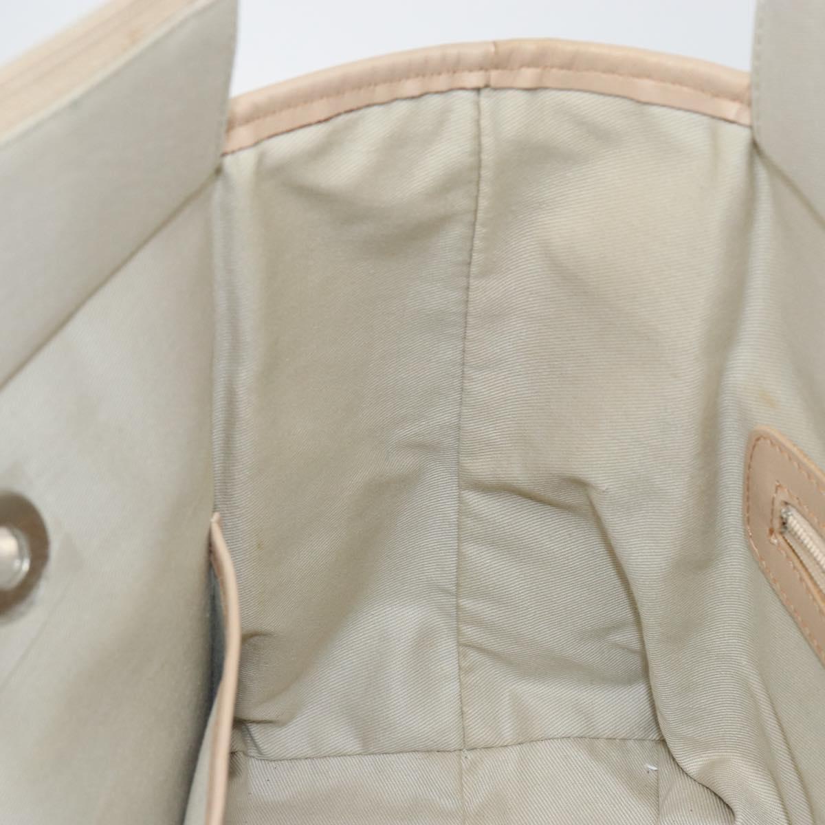 BURBERRY Tote Bag Canvas Ivory Silver Auth hk3108