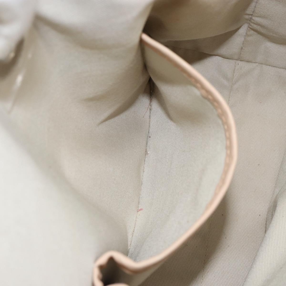 BURBERRY Tote Bag Canvas Ivory Silver Auth hk3108