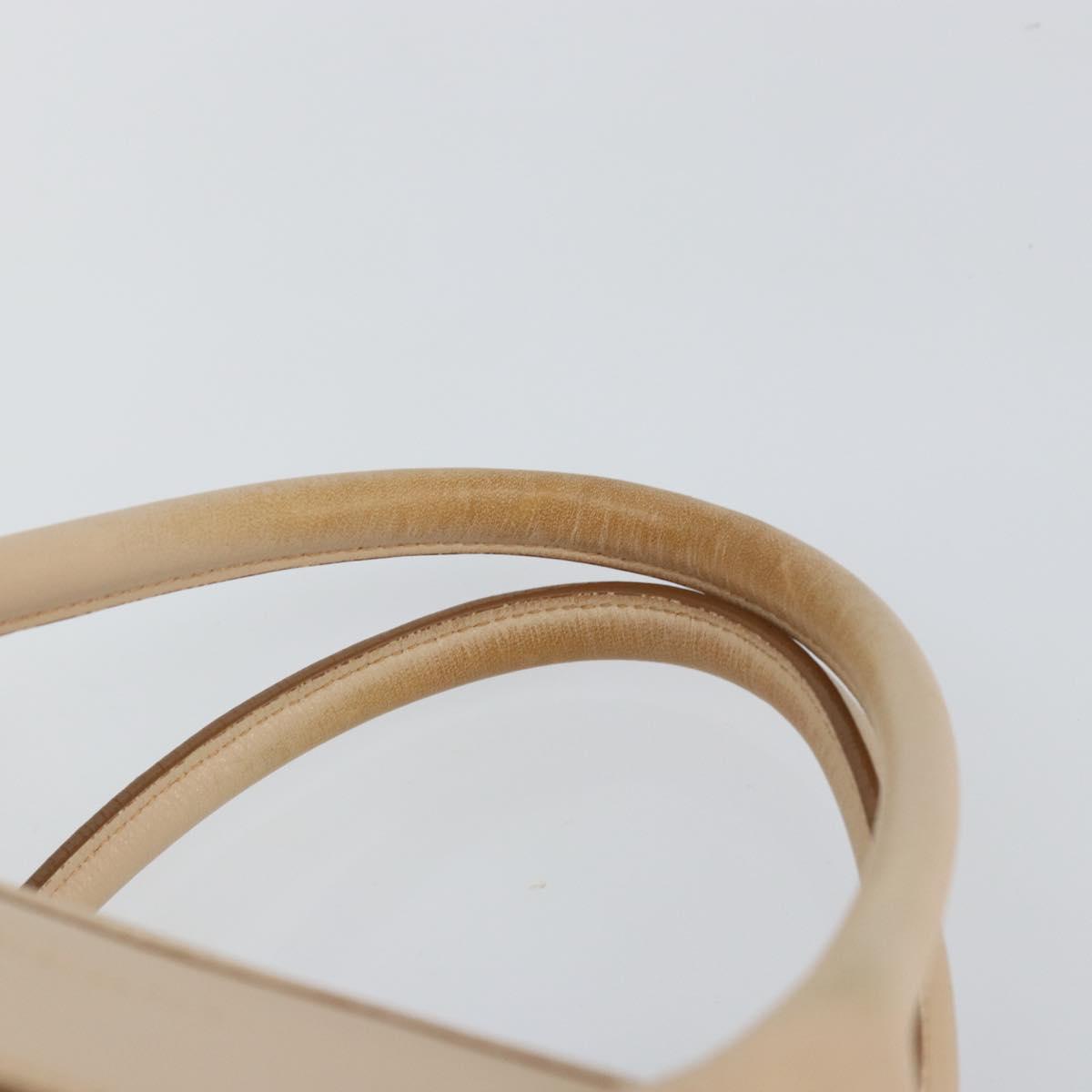 BURBERRY Tote Bag Canvas Ivory Silver Auth hk3108