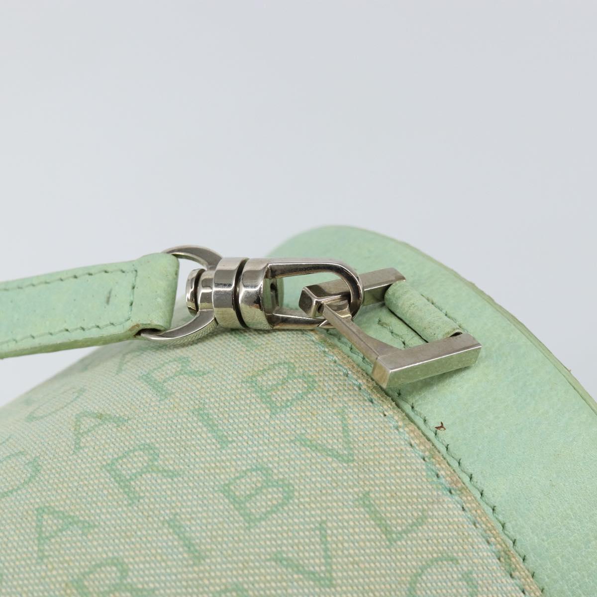 BVLGARI Logo mania Shoulder Bag Canvas Leather Green Emerald Auth hk3109