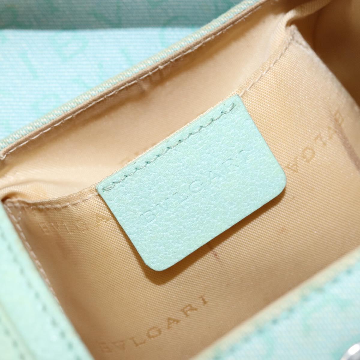 BVLGARI Logo mania Shoulder Bag Canvas Leather Green Emerald Auth hk3109