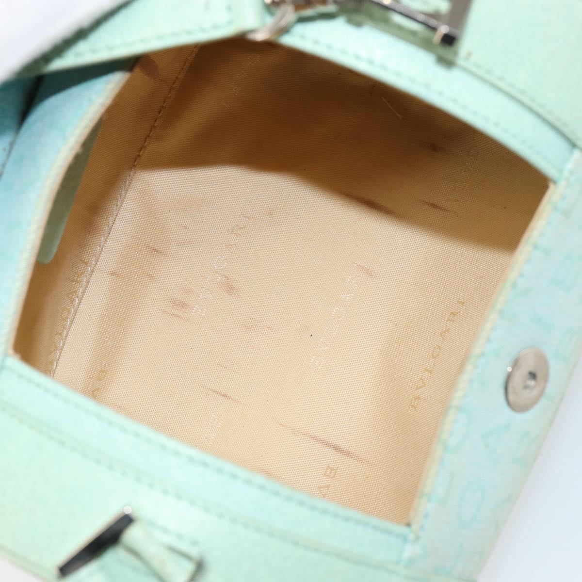 BVLGARI Logo mania Shoulder Bag Canvas Leather Green Emerald Auth hk3109