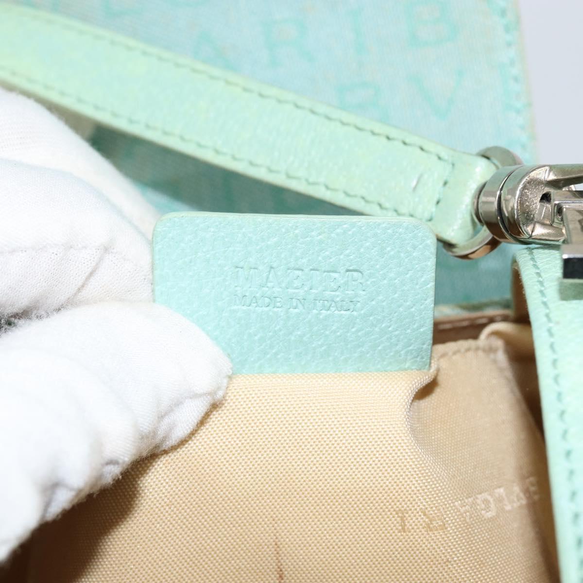 BVLGARI Logo mania Shoulder Bag Canvas Leather Green Emerald Auth hk3109