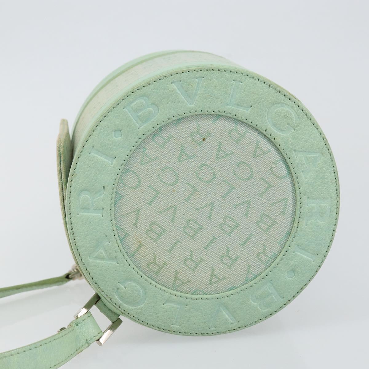 BVLGARI Logo mania Shoulder Bag Canvas Leather Green Emerald Auth hk3109