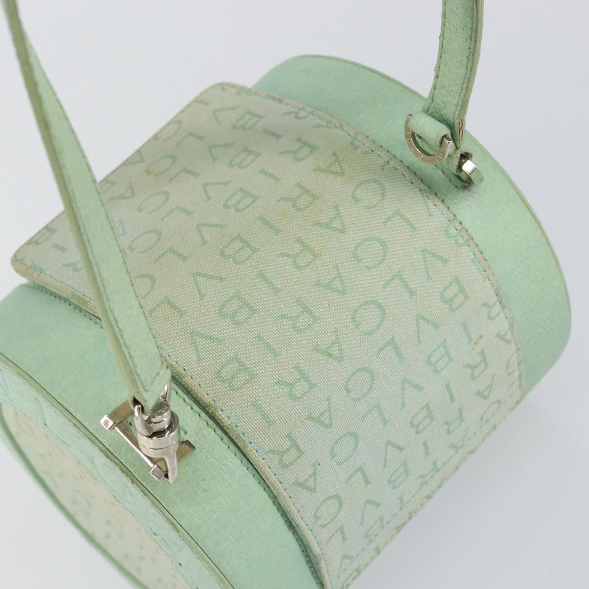 BVLGARI Logo mania Shoulder Bag Canvas Leather Green Emerald Auth hk3109