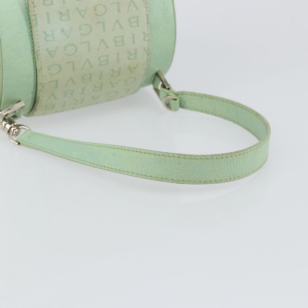 BVLGARI Logo mania Shoulder Bag Canvas Leather Green Emerald Auth hk3109