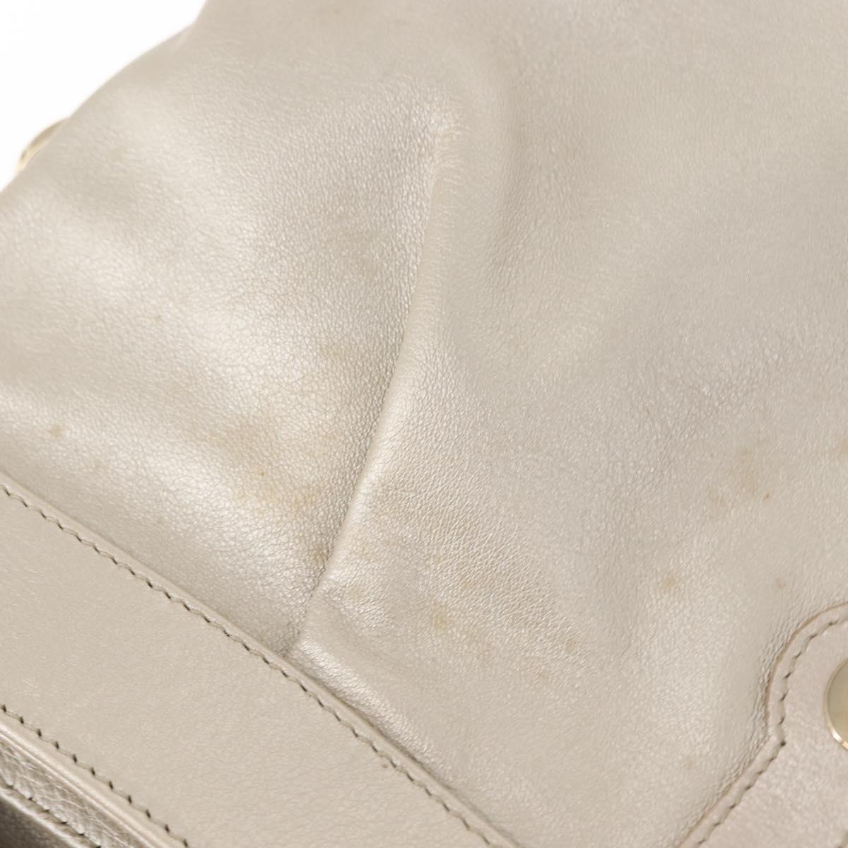 BVLGARI Chandra Shoulder Bag Leather Silver Gold Auth hk3110