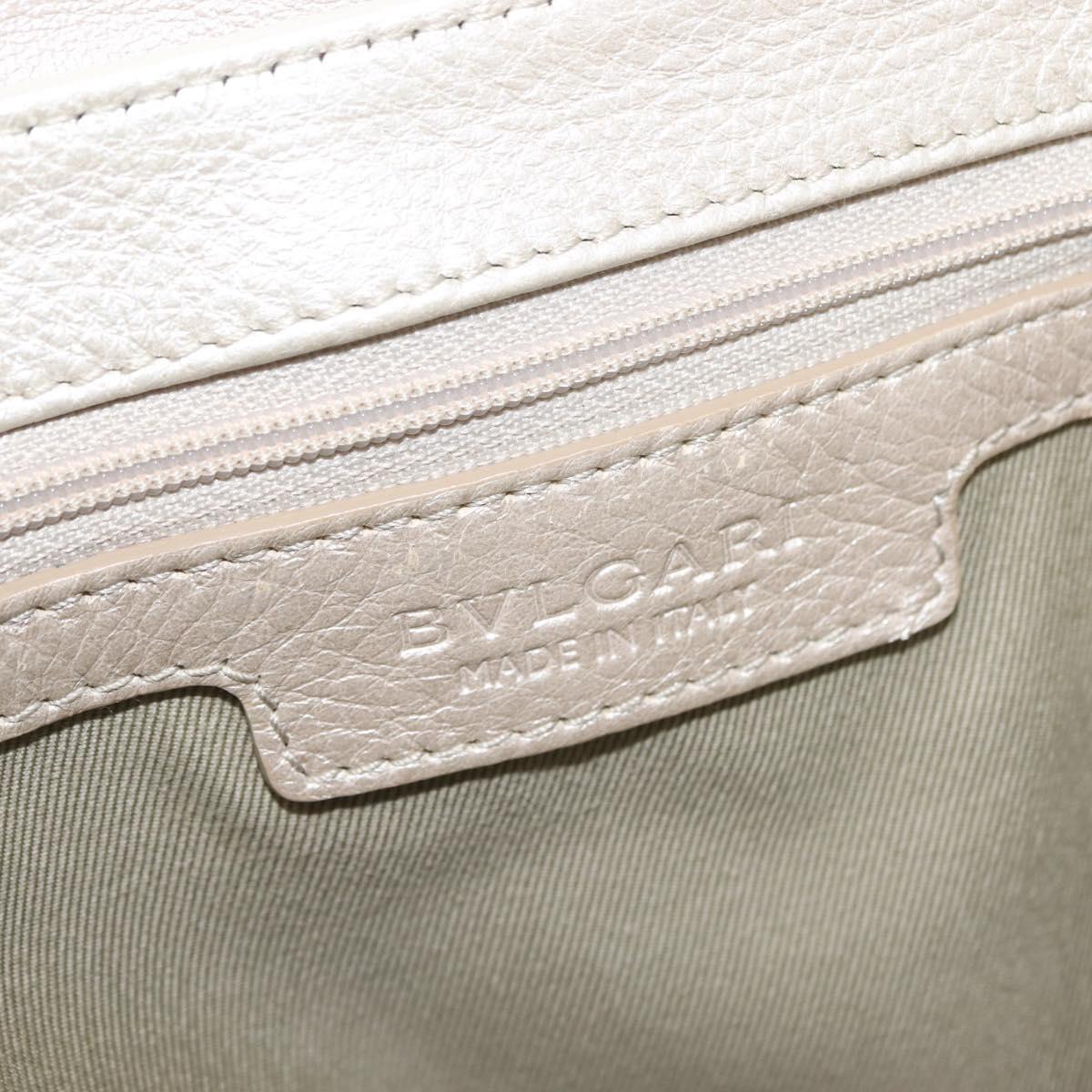 BVLGARI Chandra Shoulder Bag Leather Silver Gold Auth hk3110