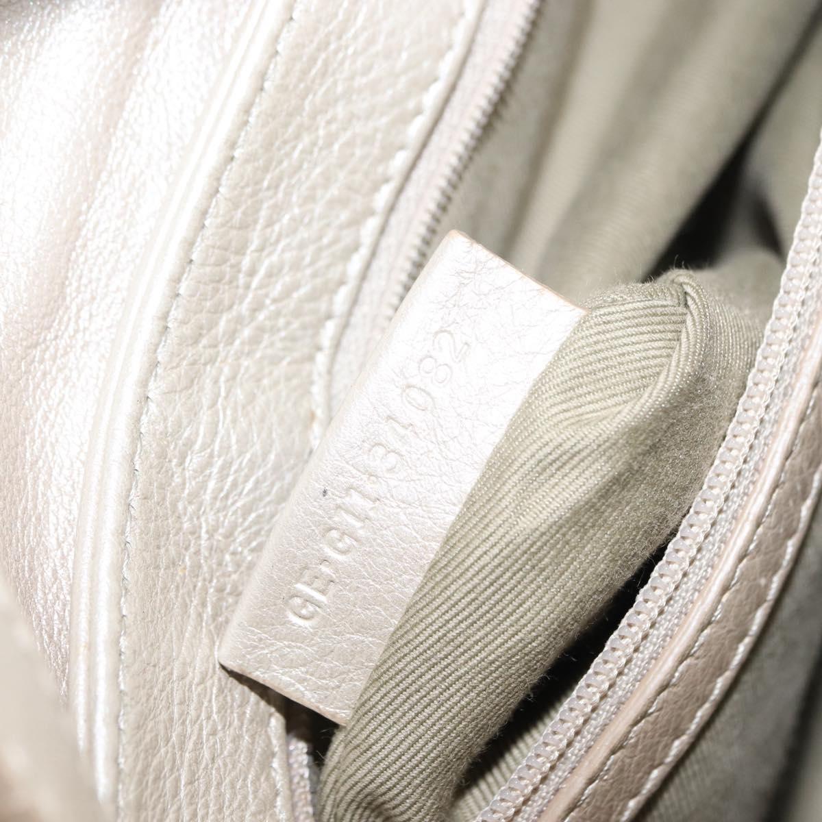 BVLGARI Chandra Shoulder Bag Leather Silver Gold Auth hk3110