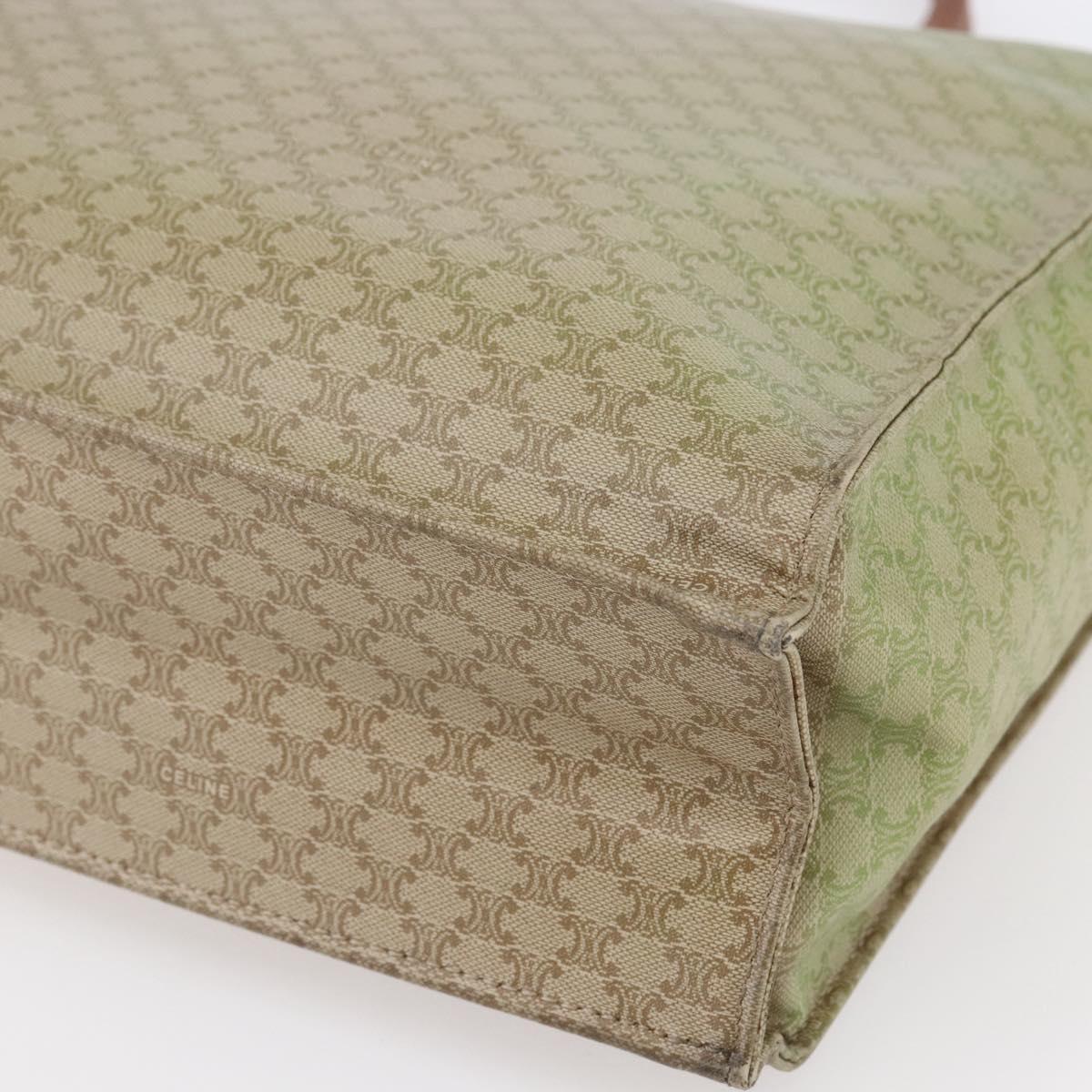 CELINE Macadam Canvas Hand Bag PVC Leather Beige Gold Auth hk3111