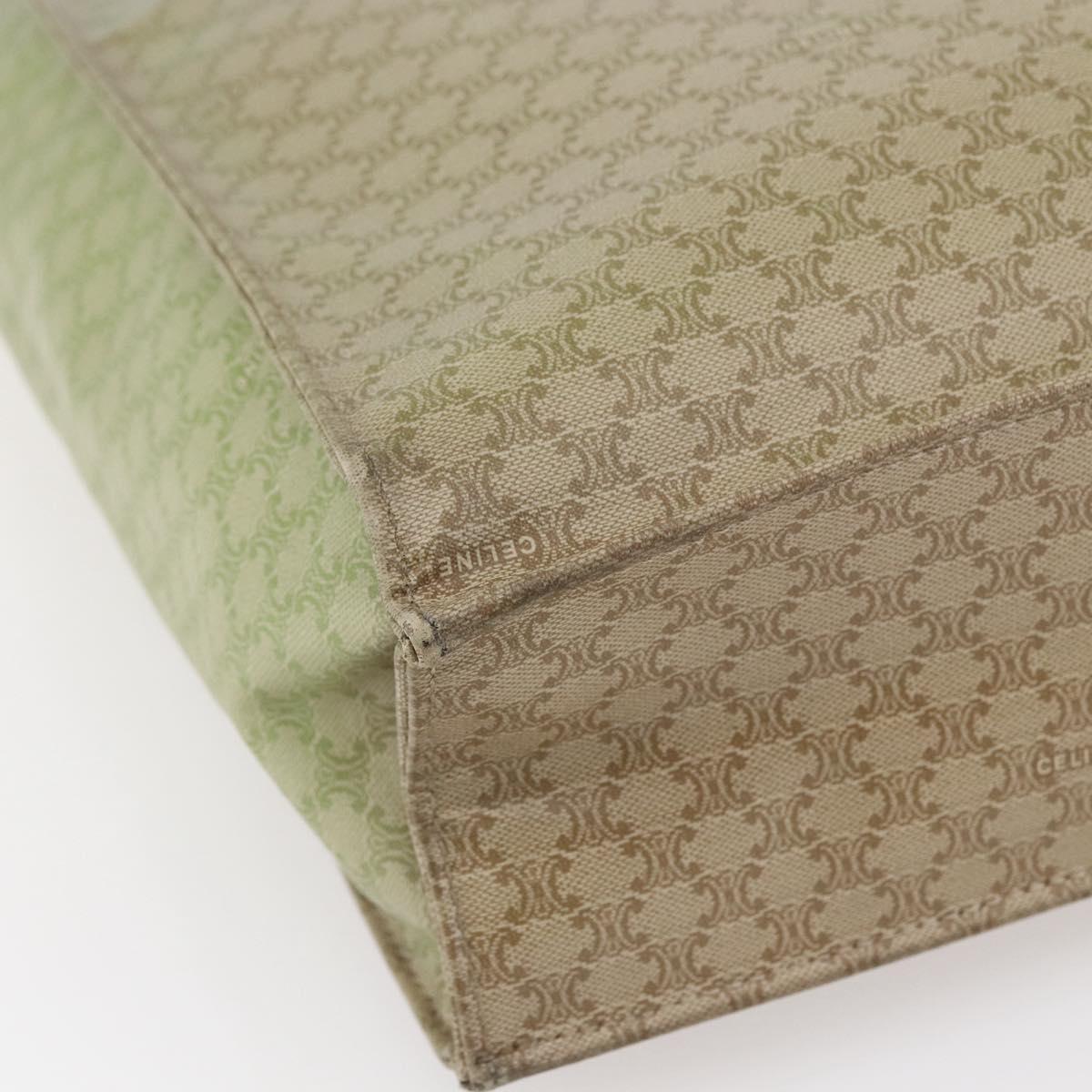 CELINE Macadam Canvas Hand Bag PVC Leather Beige Gold Auth hk3111