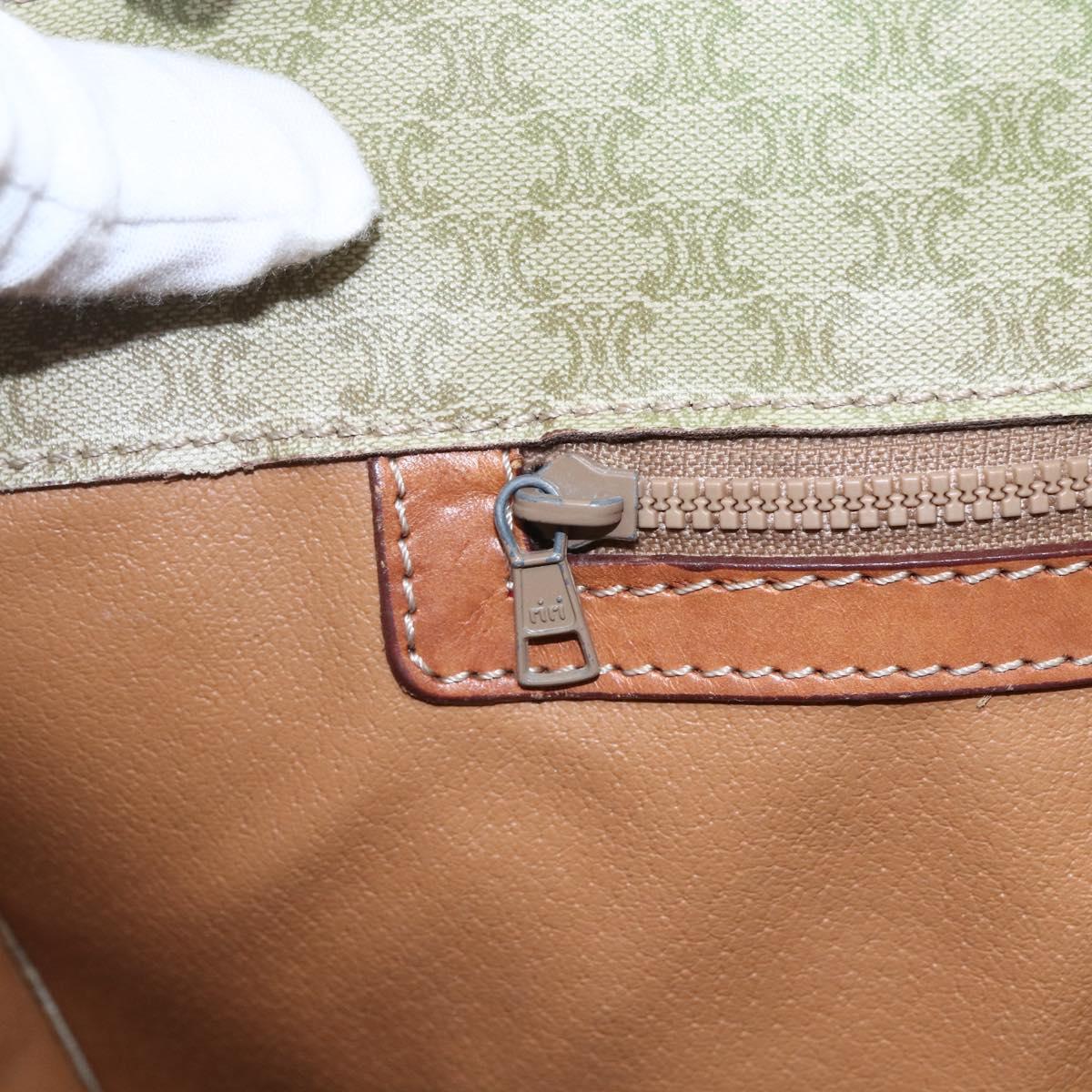 CELINE Macadam Canvas Hand Bag PVC Leather Beige Gold Auth hk3111