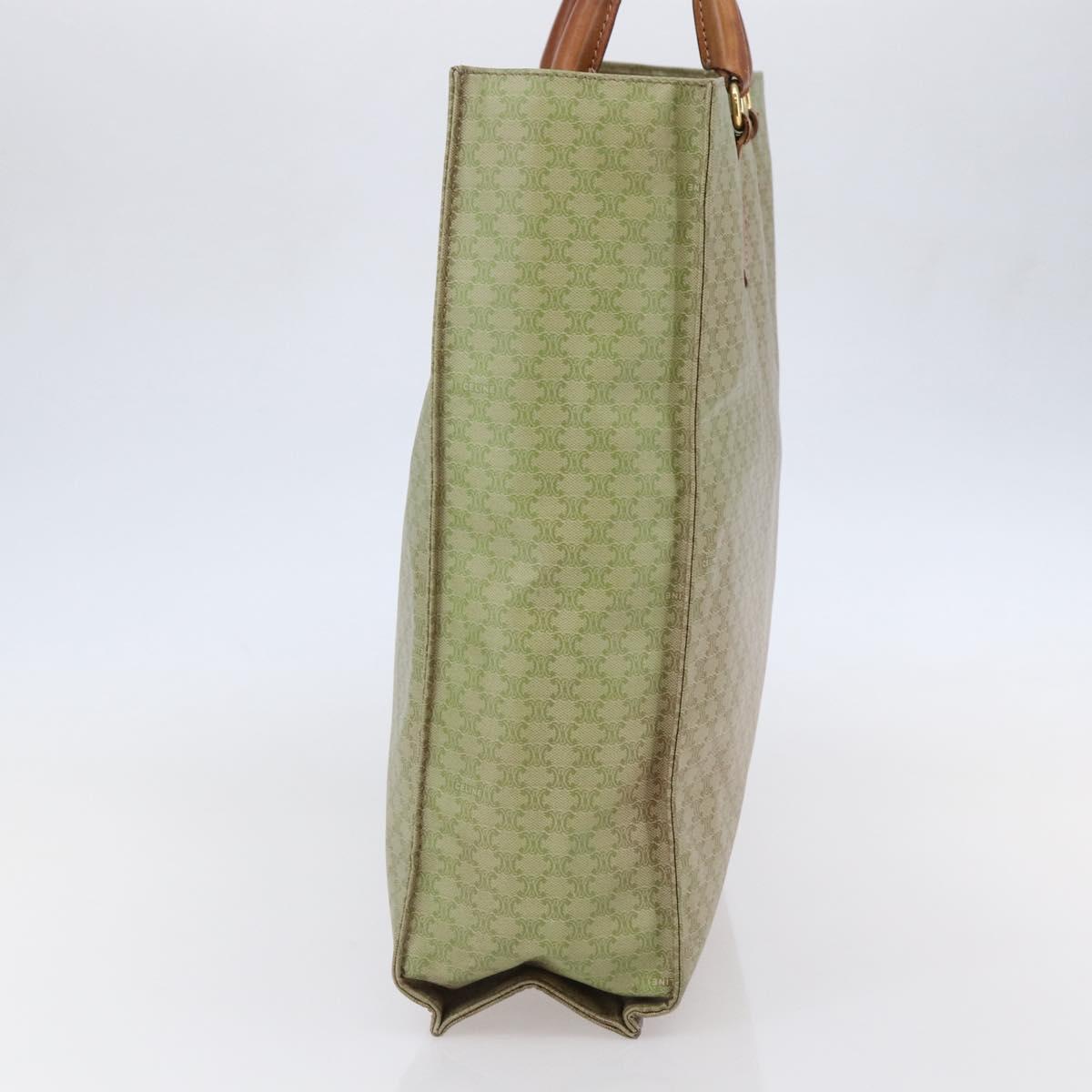 CELINE Macadam Canvas Hand Bag PVC Leather Beige Gold Auth hk3111