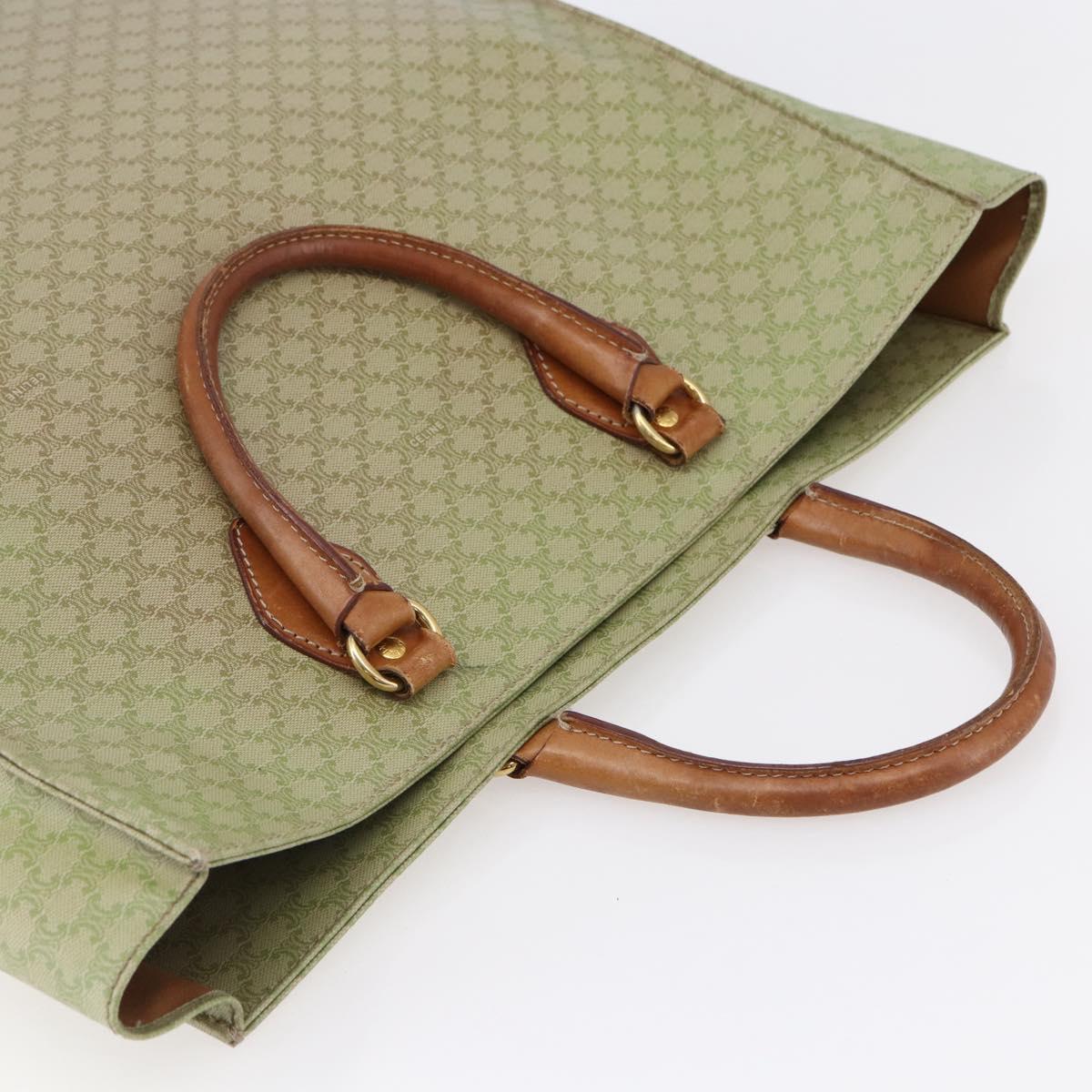 CELINE Macadam Canvas Hand Bag PVC Leather Beige Gold Auth hk3111