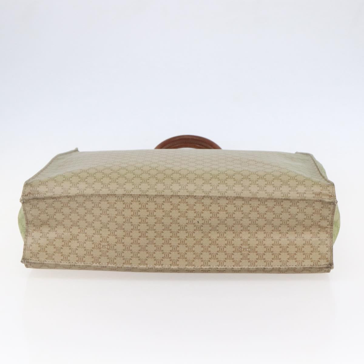 CELINE Macadam Canvas Hand Bag PVC Leather Beige Gold Auth hk3111